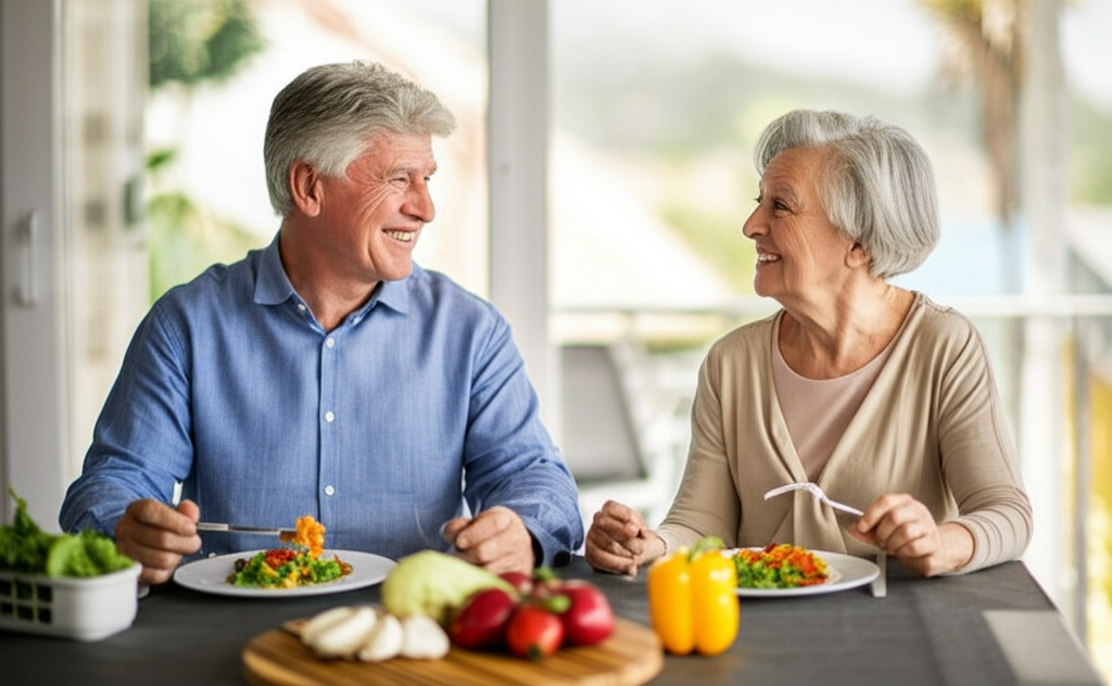 Senior couple enjoying a healthy meal